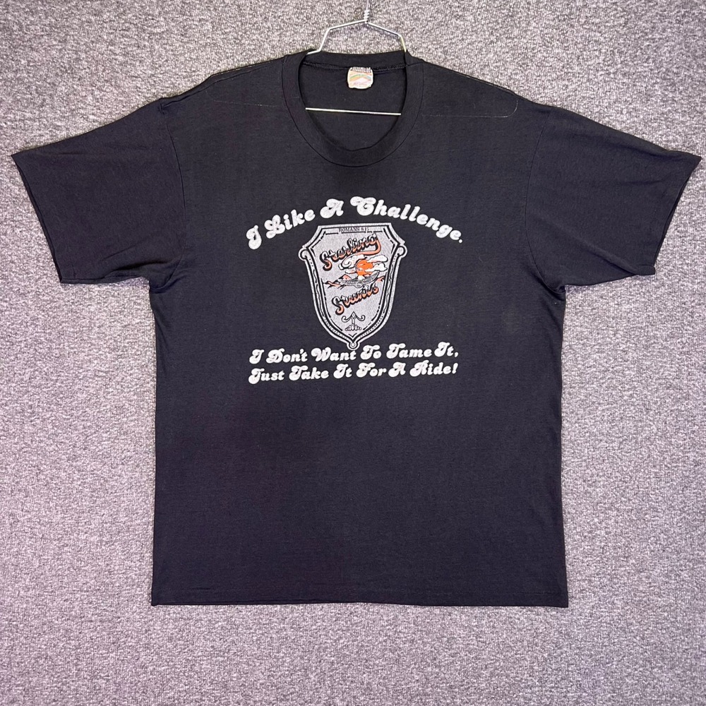 Rainbow Hills Graphic Shirt Men XL Black Vintage Biker Sterling Stunts Challenge